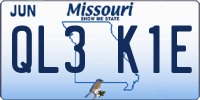 MO license plate QL3K1E