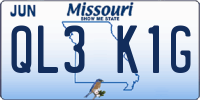 MO license plate QL3K1G