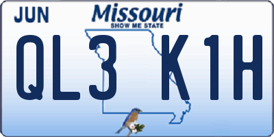MO license plate QL3K1H