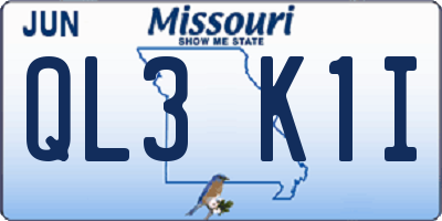 MO license plate QL3K1I