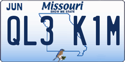 MO license plate QL3K1M