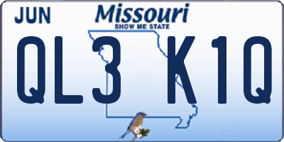 MO license plate QL3K1Q