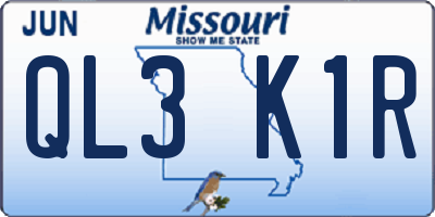 MO license plate QL3K1R