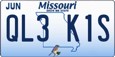 MO license plate QL3K1S