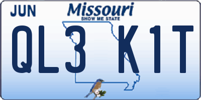 MO license plate QL3K1T