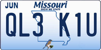 MO license plate QL3K1U