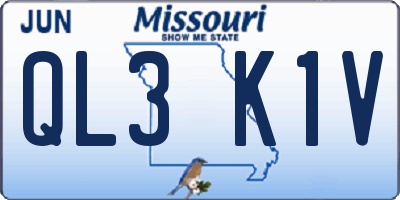 MO license plate QL3K1V