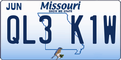 MO license plate QL3K1W