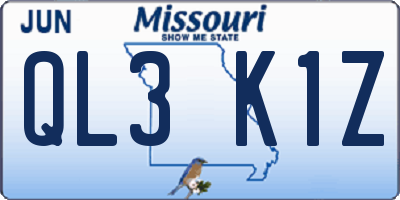 MO license plate QL3K1Z