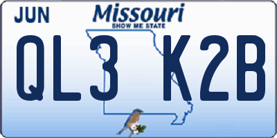MO license plate QL3K2B
