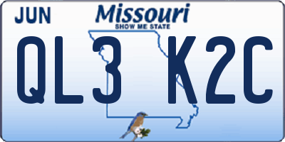 MO license plate QL3K2C