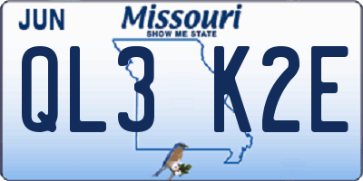 MO license plate QL3K2E