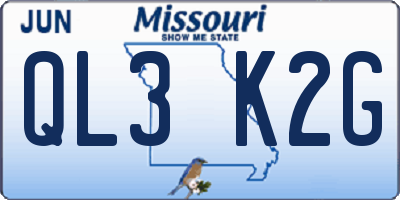 MO license plate QL3K2G