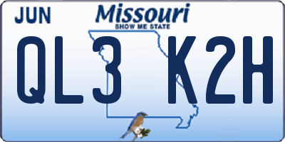 MO license plate QL3K2H