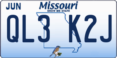 MO license plate QL3K2J