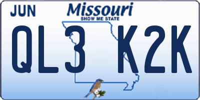 MO license plate QL3K2K
