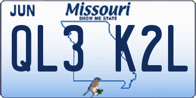 MO license plate QL3K2L