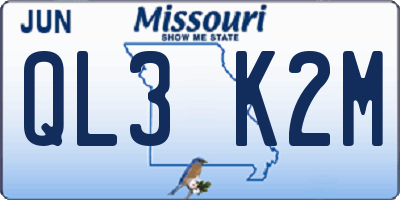 MO license plate QL3K2M