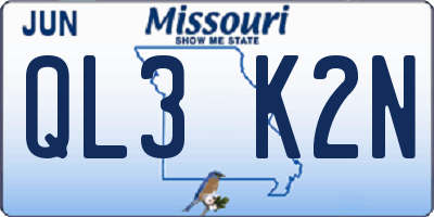 MO license plate QL3K2N