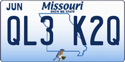 MO license plate QL3K2Q