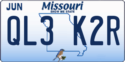 MO license plate QL3K2R