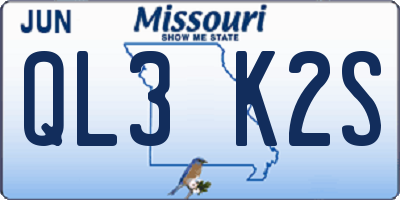 MO license plate QL3K2S