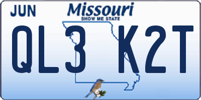 MO license plate QL3K2T