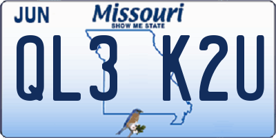 MO license plate QL3K2U