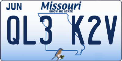 MO license plate QL3K2V