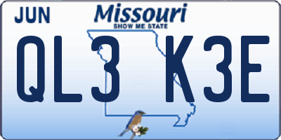 MO license plate QL3K3E