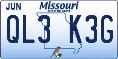 MO license plate QL3K3G