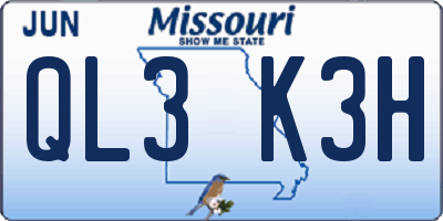 MO license plate QL3K3H