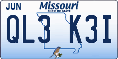 MO license plate QL3K3I