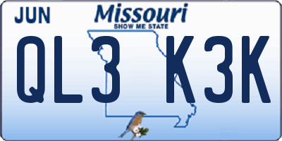 MO license plate QL3K3K