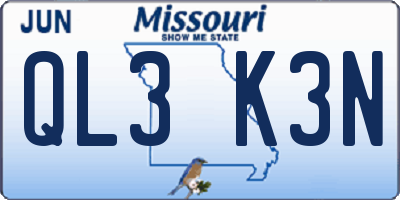 MO license plate QL3K3N