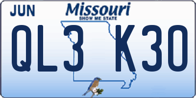 MO license plate QL3K3O