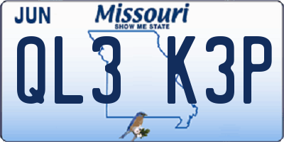 MO license plate QL3K3P
