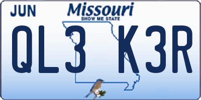 MO license plate QL3K3R