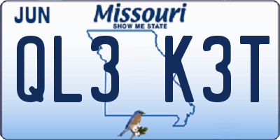 MO license plate QL3K3T