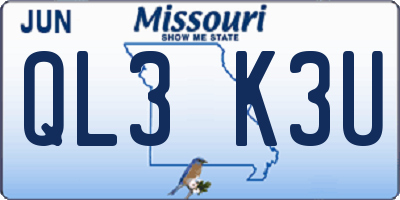 MO license plate QL3K3U