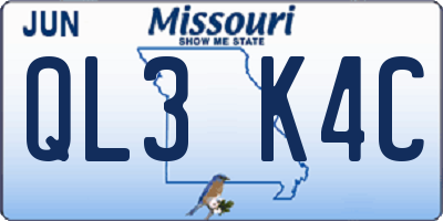 MO license plate QL3K4C
