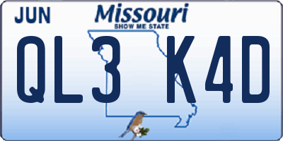 MO license plate QL3K4D