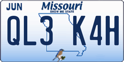 MO license plate QL3K4H