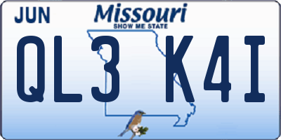 MO license plate QL3K4I
