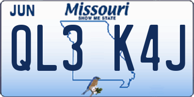 MO license plate QL3K4J