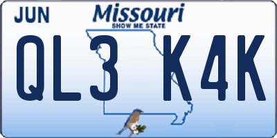 MO license plate QL3K4K