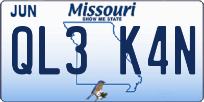MO license plate QL3K4N