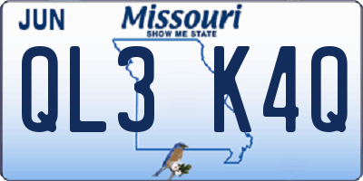 MO license plate QL3K4Q