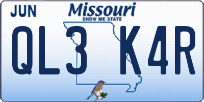 MO license plate QL3K4R