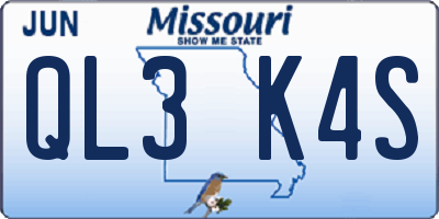MO license plate QL3K4S